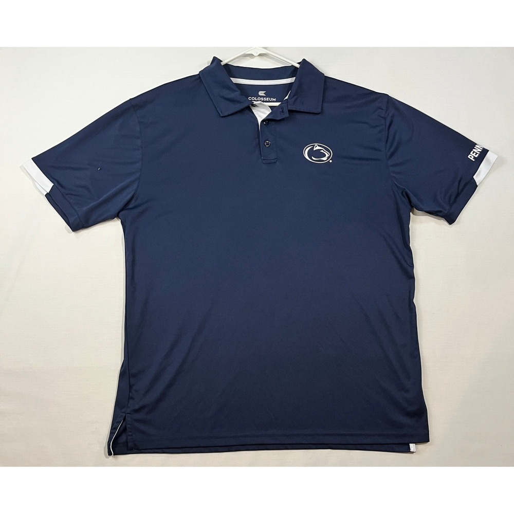 Colosseum Penn State Nittany Lions Polo Shirt Mens Navy Blue Short Sleeve Logo